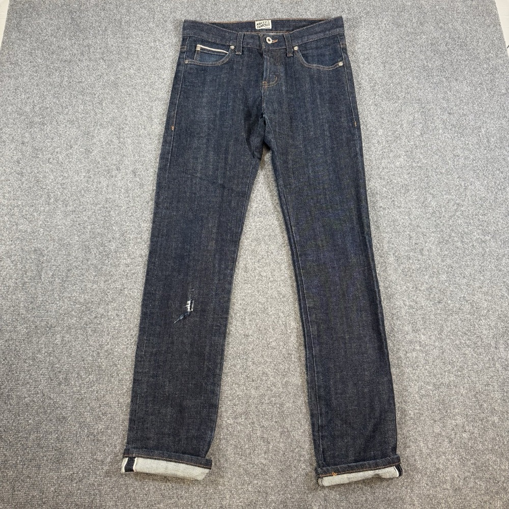 Naked & Famous Jeans Mens 30x33 Super Skinny Guy Selvedge Denim Dark Wash‎